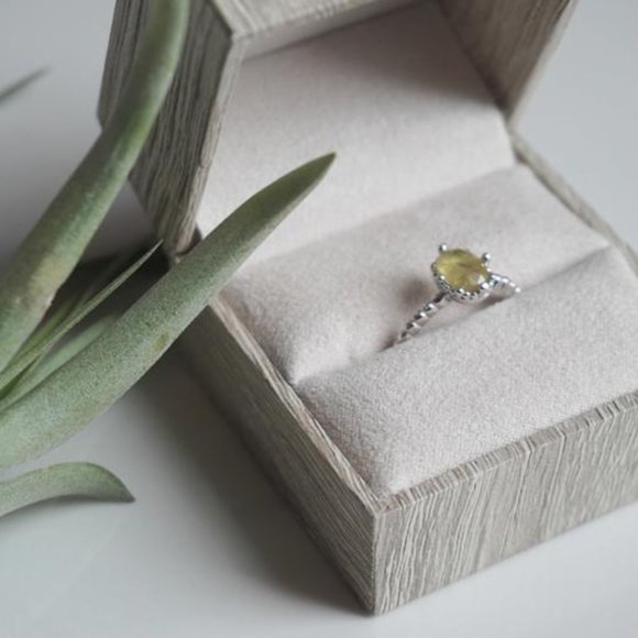 Untreated Raw Yellow Sapphire Sterling Silver Ring - Picture 3 of 8